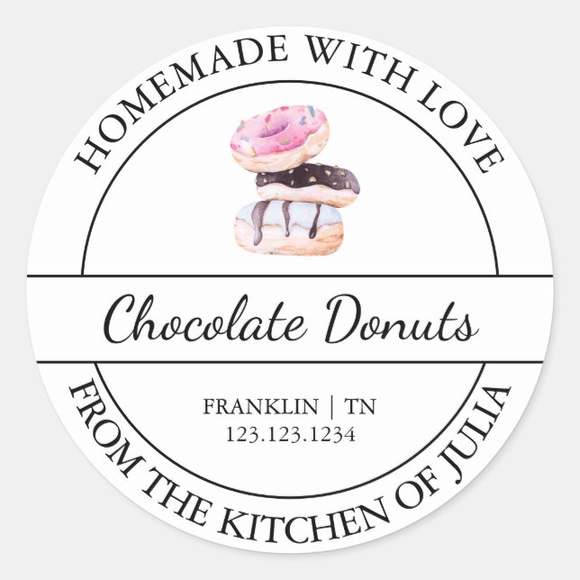 Homemade With Love Donut Label (Front)