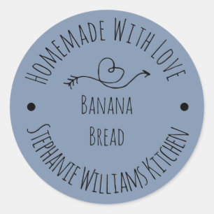 Homemade with Love Dusty Blue Baked Goods Classic Round Sticker
