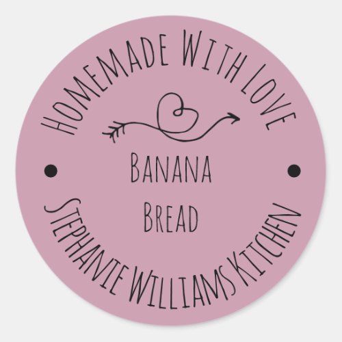 Homemade with Love Dusty Pink   Baked Goods    Classic Round Sticker