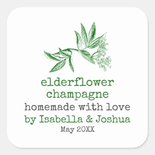Homemade with love Elderflower Chanpagne label