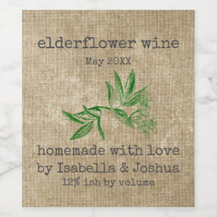 Homemade with love Elderflower Wine label