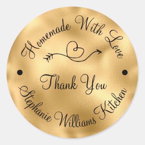 Homemade with Love  Faux Gold Thank You Classic Round Sticker