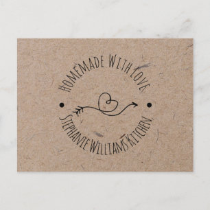 Homemade with Love Faux Kraft Paper Heart Arrow Postcard