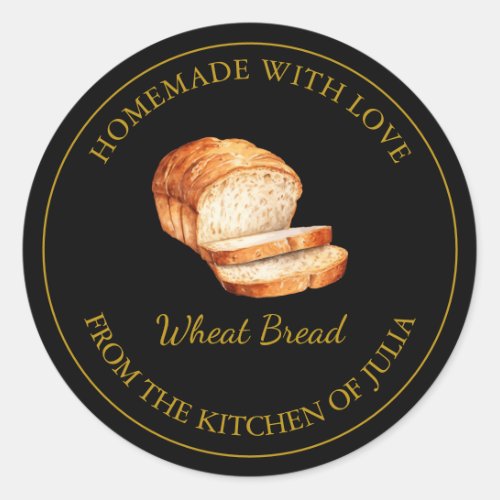 Homemade with love Fresh Bread  Label  Black