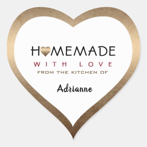 Homemade With Love from the Kitchen of Chef name Heart Sticker