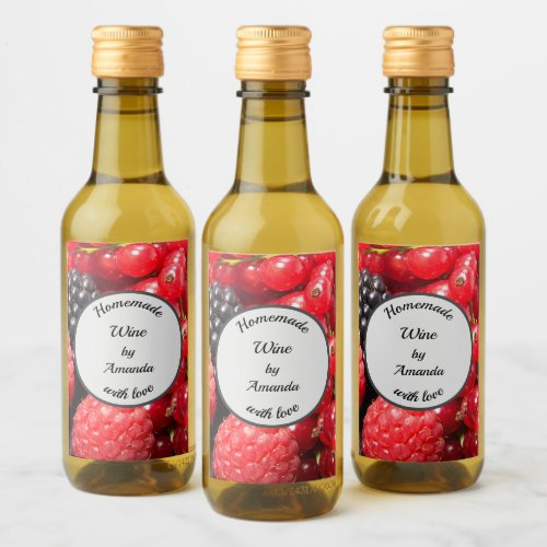 Homemade with love fruit photo small bottle wine label