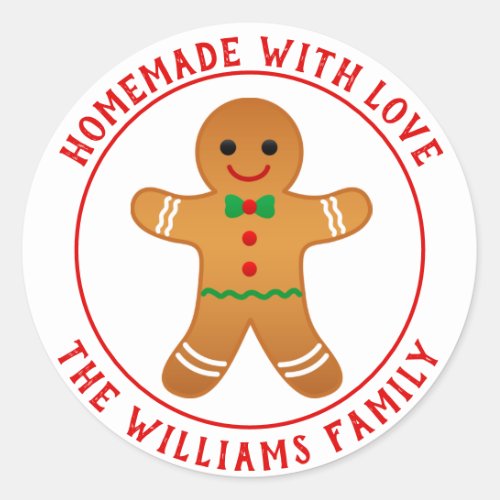 Homemade with Love _ Gingerbread Man Christmas  Classic Round Sticker