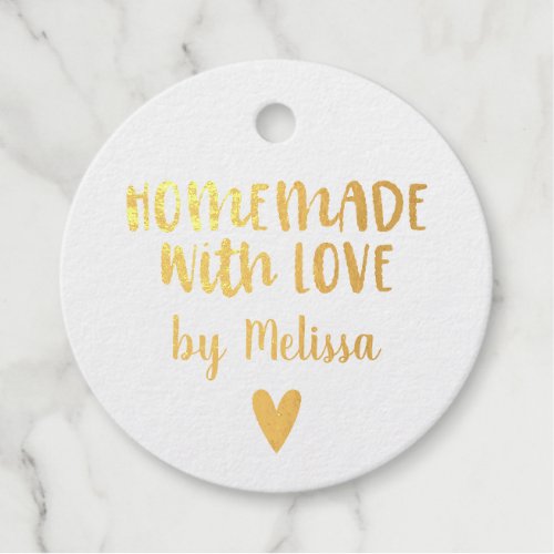 Homemade with love Gold Foil Favor Tag