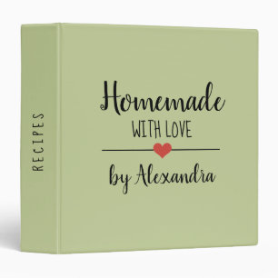 Homemade with love green name recipe     3 ring binder