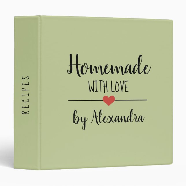 Homemade with love green name recipe     3 ring binder (Front/Spine)