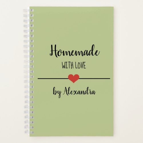 Homemade with love green recipe Notebook