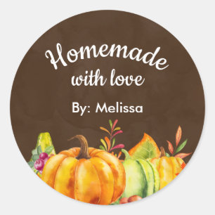 Homemade with Love Harvest Pumpkins Classic Round Sticker