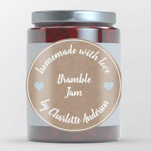 Homemade with Love  Heart Jam Canning Kraft Label
