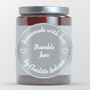 Homemade with Love Heart Jam Jar Canning Gray Classic Round Sticker