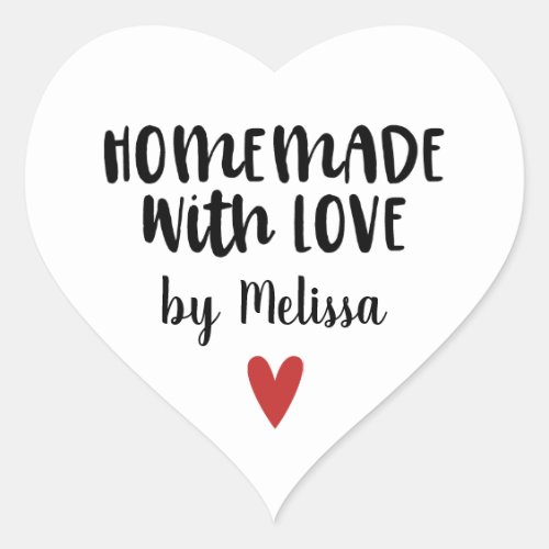 Homemade With Love Heart Personalized Heart Sticker
