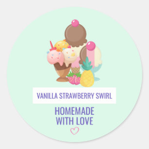 Homemade with Love Ice Cream Scoops with Sprinkles Classic Round Sticker