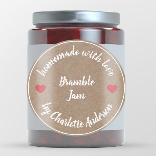 Homemade with Love  Jam Canning Kraft Red Heart Classic Round Sticker