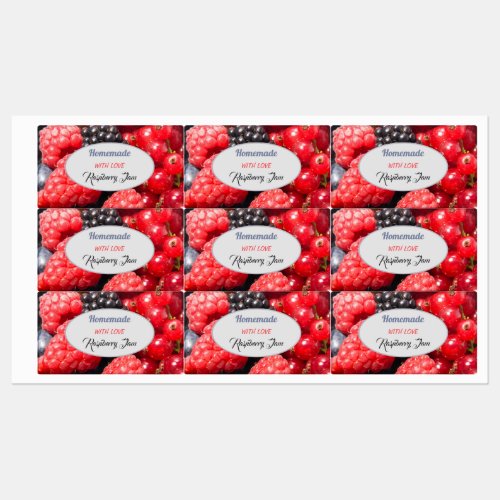 Homemade with love jam fresh fruit photo labels