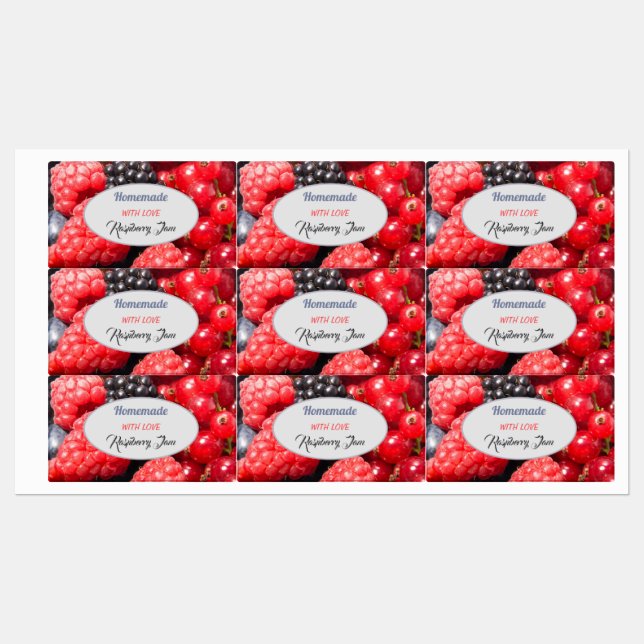 Homemade with love jam fresh fruit photo labels (Sheet)