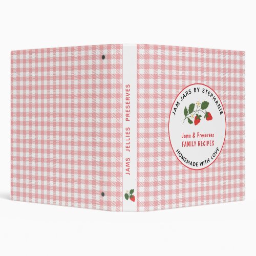 Homemade with Love Jams Preserves Red Plaid Recipe 3 Ring Binder