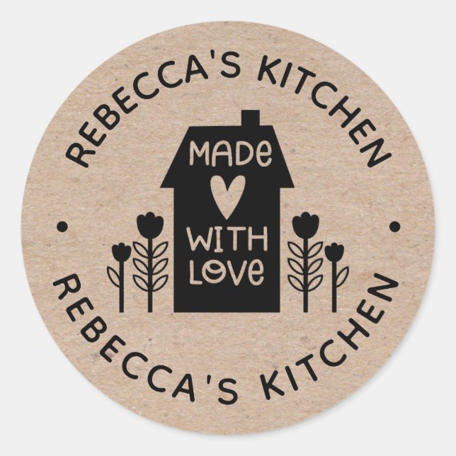 Homemade with Love Kraft  Classic Round Sticker (Front)