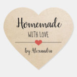 Homemade with love kraft custom   heart sticker