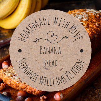Homemade with Love Kraft Paper |  Baked Goods Classic Round Sticker