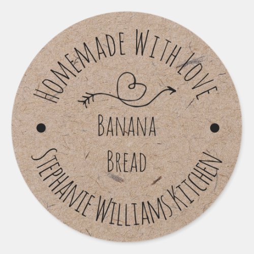 Homemade with Love Kraft Paper   Baked Goods Classic Round Sticker