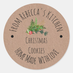 Homemade with Love Kraft Paper   Christmas Cookies Classic Round Sticker