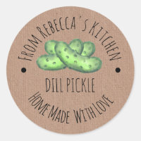 Homemade with Love Kraft Paper Dill Pickle Label