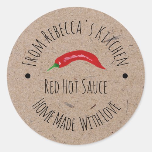 Homemade with Love Kraft Paper  Hot Sauce  Label