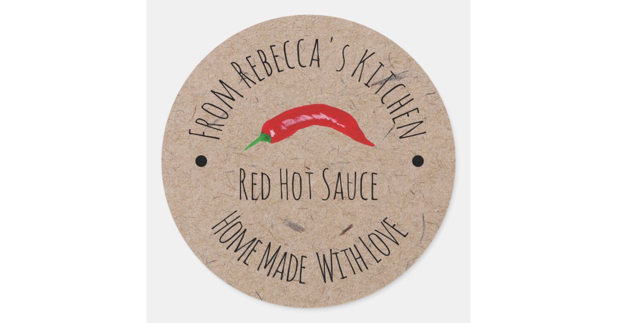 Homemade with Love Kraft Paper | Hot Sauce Label | Zazzle