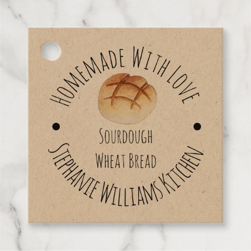 Homemade with Love Kraft Paper   Loaf of Bread  Favor Tags
