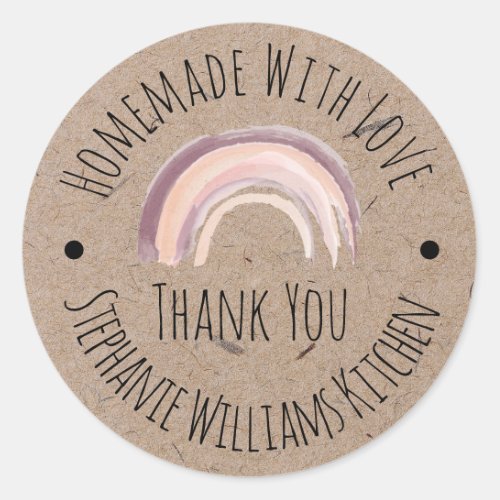 Homemade with Love  Kraft Paper Thank You Classic Classic Round Sticker