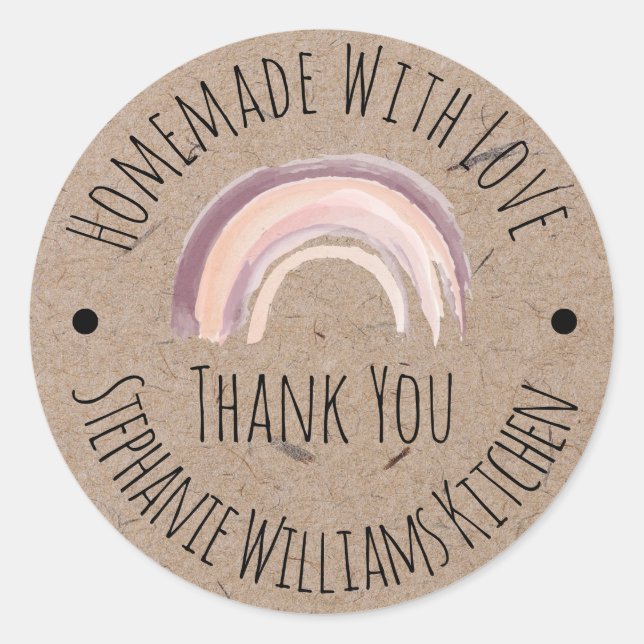 Homemade with Love | Kraft Paper Thank You Classic Classic Round Sticker (Front)