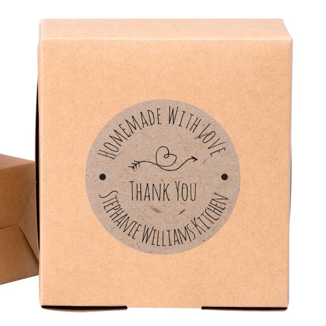Homemade with Love | Kraft Paper Thank You Classic Round Sticker (Creator Uploaded)