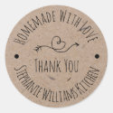 Homemade with Love | Kraft Paper Thank You Classic Round Sticker
