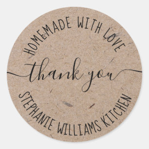 Homemade with Love Kraft Paper Thank You Classic Round Sticker