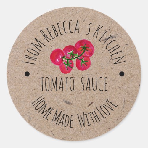 Homemade with Love Kraft Paper Tomato Sauce Label