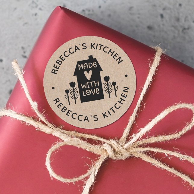 Homemade With Love Kraft Personalized Classic Round Sticker (Creator Uploaded)