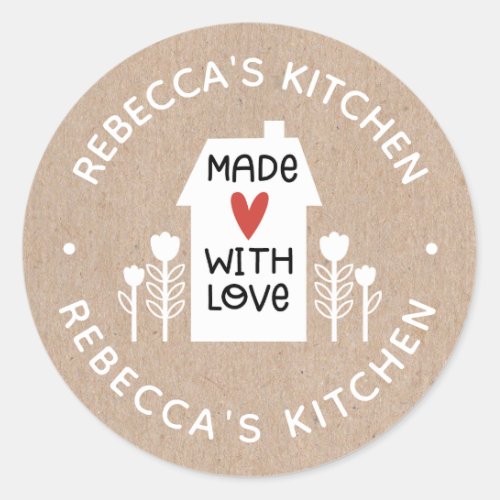 Homemade With Love Kraft Personalized Classic Round Sticker