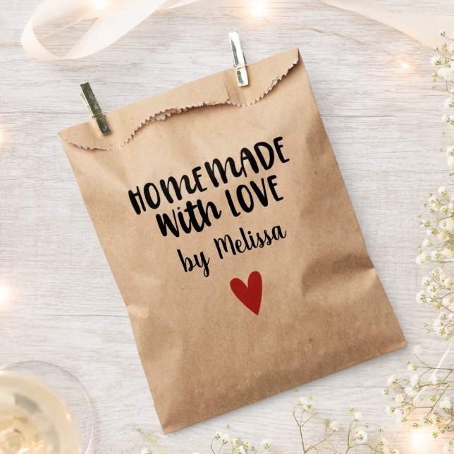 Homemade With Love Kraft Personalized Favor Bag (Clipped)