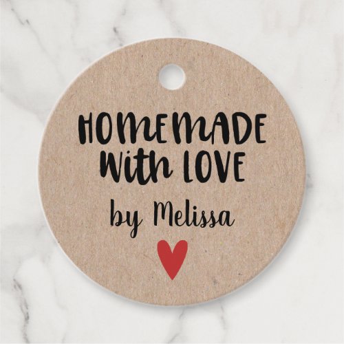Homemade With Love Kraft Personalized Favor Tags