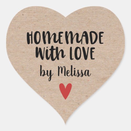 Homemade With Love Kraft Personalized Heart Sticker