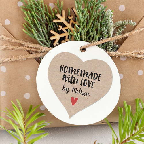 Homemade With Love Kraft Personalized Heart Sticker