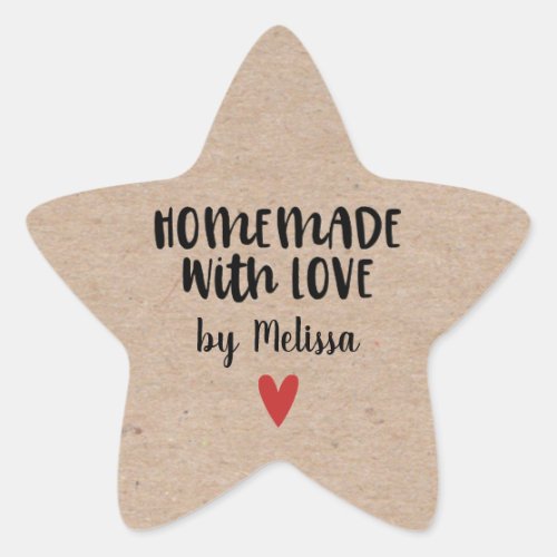 Homemade With Love Kraft Personalized Star Sticker