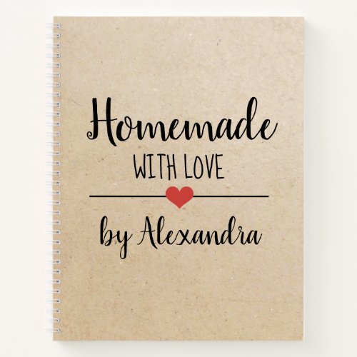 Homemade with love kraft recipe  notebook