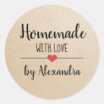 Homemade with love kraft script custom  classic round sticker