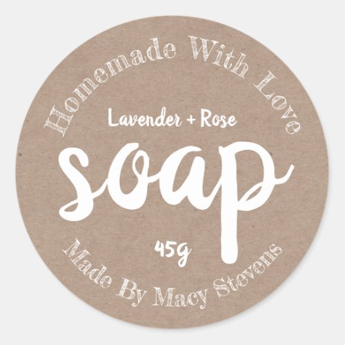 Homemade With Love Kraft Soap Label