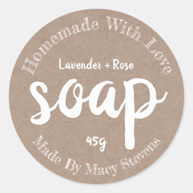 Homemade With Love Kraft Soap Label (Front)